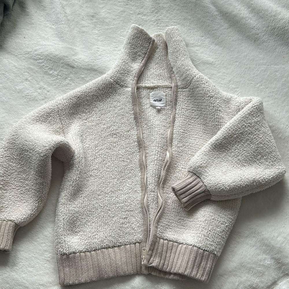 Aerie fuzzy collared zip up